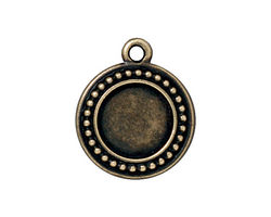 TierraCast Antique Brass (plated) Beaded Round Frame Drop 20x23mm