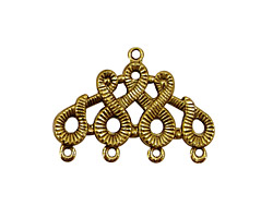 Stampt Antique Gold (plated) Scrolling 4 Ring Connector 28x20mm
