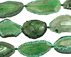 Grass Green Agate Natural Edge Freeform Faceted Slab 40-60x22-27mm