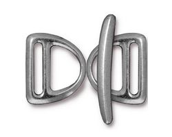TierraCast Antique Pewter (plated) Slotted D Ring Set 17x20mm, 30mm bar