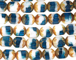 Czech Glass Blueberry Parfait Faceted Barrel 8x7mm