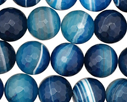 Sky Blue Line Agate Faceted Round 14mm