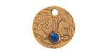 Nunn Design Antique Gold (plated) Decorative Small Circle Tag w/ Sapphire Crystal 20mm