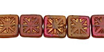 Czech Glass Luster Peanut Butter & Jelly Flower Window Square 10mm