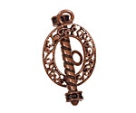 Antique Copper (plated) Filigree Toggle Clasp w/ Roped Bezel Bar 21x32mm, 37x11mm bar