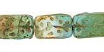 Czech Glass Peruvian Opal Groovy Rectangle 18x12mm