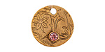 Nunn Design Antique Gold (plated) Decorative Small Circle Tag w/ Light Amethyst Crystal 20mm
