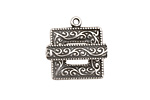 Antique Silver (plated) Scroll Square Toggle Clasp 22x18mm, 21mm bar