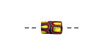 African Trade Bead (red, yellow w/ blue) Barrel 8-11x6-7mm