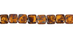 Czech Glass Opaque Yellow Picasso 2-Hole Tile 6mm