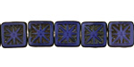 Czech Glass Sapphire Blue Picasso Flower Window Square 10mm
