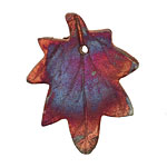 XAZ Raku Maple Leaf Pendant 37x45-47mm