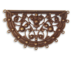 Vintaj Natural Brass Fanned Boho Filigree 61x36mm