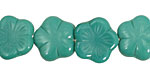 Czech Glass Teal 5 Petal Daisy 14mm