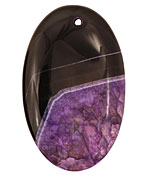Black & Purple Agate Flat Oval Pendant 35x55mm