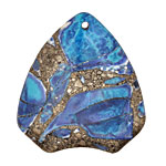 Blue Agate & Pyrite Arrowhead Pendant 40x44mm