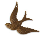 Vintaj Natural Brass Fanciful Bird Pendant 32x42mm
