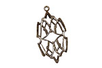 Stampt Antique Pewter (plated) Stained Glass Filigree Drop 17x32mm