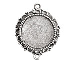Nunn Design Antique Silver (plated) Large Ornate Circle Bezel Link 37x30mm