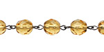 Czech Fire Polished Light Amber Faceted Round Silver (plated) Bead Chain