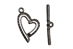 Gunmetal Stylized Heart Toggle Clasp 26x16mm, 28mm bar