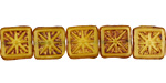 Czech Glass Lemon Picasso Flower Window Square 10mm