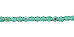 Czech Fire Polished Glass Blue/Green Emerald AB Round 3mm