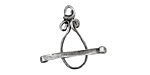 Rustic Charms Sterling Silver Curly Toggle Clasp 21x9mm, 23mm bar