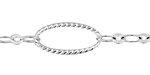 Silver (plated) Roped Oval & Ring w/ Flat Horse Eye Chain