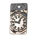 Earthenwood Studio Ceramic Oxidation Roman Numeral Clock Pendant 25x45mm