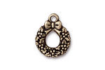 TierraCast Antique Brass (plated) Wreath Charm 16x20mm