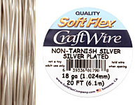 Soft Flex Non-Tarnish Silver Craft Wire 18 gauge, 20 ft