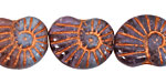 Czech Glass Copper Indigo Ammonite 20x13mm