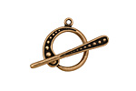 Antique Brass (plated) Graduated Dots Toggle Clasp 20x17mm, 30mm bar