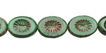 Czech Glass Spruce Picasso Oval w/ Star Window 14x10mm