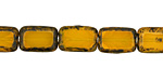 Czech Glass Milky Yellow Picasso Rectangle 12x8mm