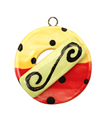 Jangles Ceramic Black & Bright Toggle Clasp 38-40x42-44mm, 33mm bar