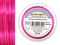 Artistic Wire Silver Plated Fuchsia 26 gauge, 30 yards