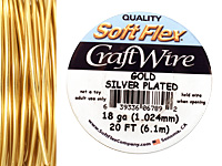 Soft Flex Silver Plated Gold Craft Wire 18 gauge, 20 ft