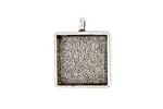 Nunn Design Antique Silver (plated) Small Square Bezel Pendant 18x26mm