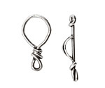 Rustic Charms Sterling Silver Medium Twisted Toggle Clasp 27x14mm, 32mm bar