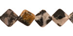 Black Silver Leaf Diamond 12mm