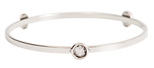 Nunn Design Antique Silver (plated) Large Flat Bangle Bracelet w/ Bezels 70mm