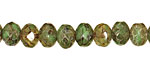 Czech Glass Moss Quartz Picasso Fire Polished Rondelle 6x9mm