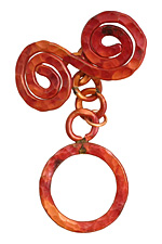 Patricia Healey Copper Round Toggle w/ Spiral Bar 29x40mm, 47mm bar