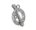 Silver (plated) Filigree Toggle Clasp w/ Roped Bezel Bar 21x32mm, 37x11mm