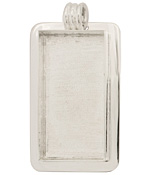 Silver (plated) Lipped Rectangle Bezel 21x44mm