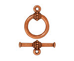 TierraCast Antique Copper (plated) Large Beaded Toggle Clasp 22x16, 25 Bar