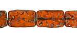Czech Glass Rustic Red Groovy Rectangle 18x12mm