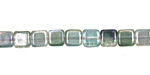Czech Glass Dual Lustered Blue/Green Square 6mm